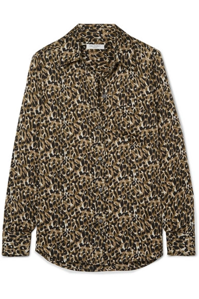 Shop Equipment Brett Leopard-print Satin Shirt In Leopard Print