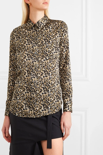 Shop Equipment Brett Leopard-print Satin Shirt In Leopard Print