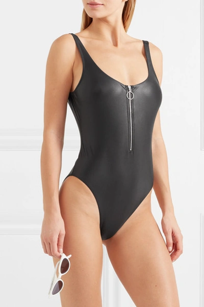 Les Girls Les Boys Zip-detailed Coated Swimsuit In Black | ModeSens