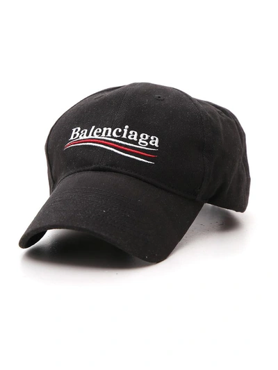 Shop Balenciaga Embroidered Logo Hat In Black