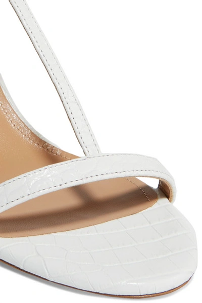 Shop Aquazzura Almost Bare Croc-effect Leather Sandals In White