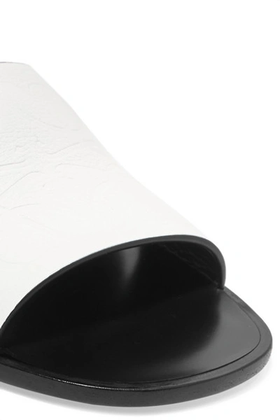 Shop Loewe Cutout Logo-embossed Textured-leather Slides