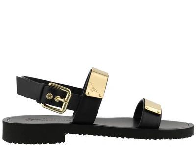 Shop Giuseppe Zanotti Design Double Strap Slingback Sandals In Black