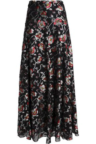 Shop Isabel Marant Woman Fil Coupé Silk-blend Maxi Skirt Black