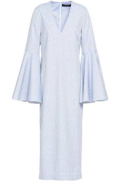 Shop Ellery Woman Hildeberg Striped Cotton-jacquard Midi Dress Sky Blue