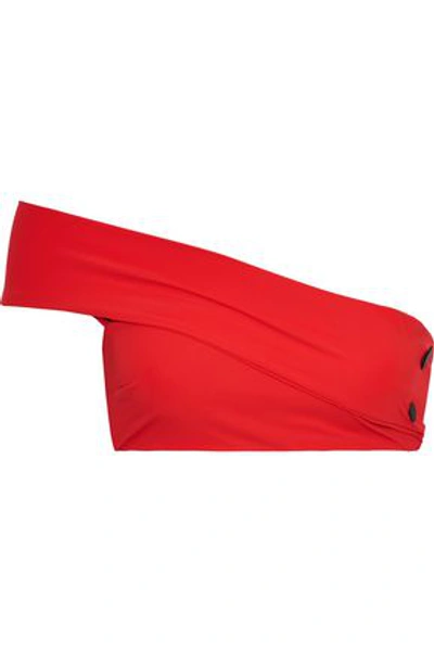 Shop Alix Two-tone High-rise Bikini Briefs In Red