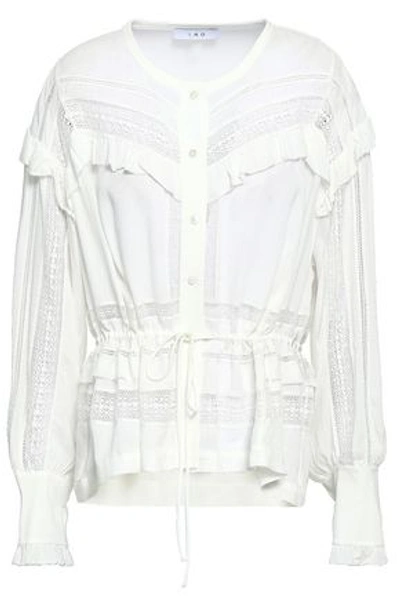 Shop Iro Woman Keola Ruffle-trimmed Lace And Crepe De Chine Blouse White In Off-white