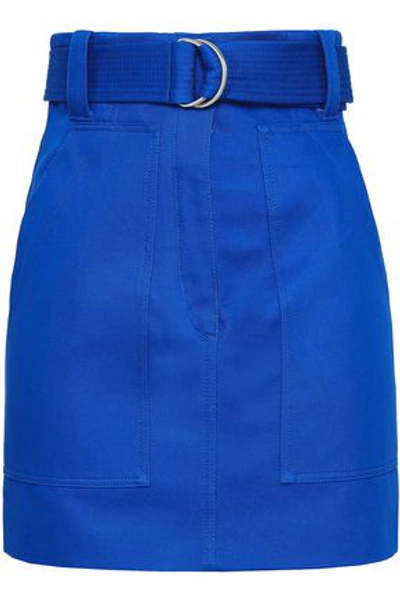 Shop Sandro Cotton-gabardine Mini Skirt In Bright Blue