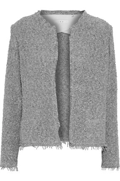 Shop Iro Shavani Frayed Cotton-blend Bouclé-tweed Jacket In Gray