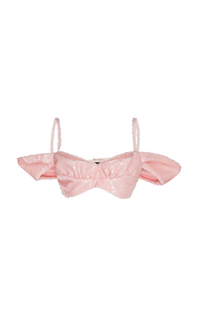 Shop Simone Rocha Sequined Bustier Bra Top In Pink