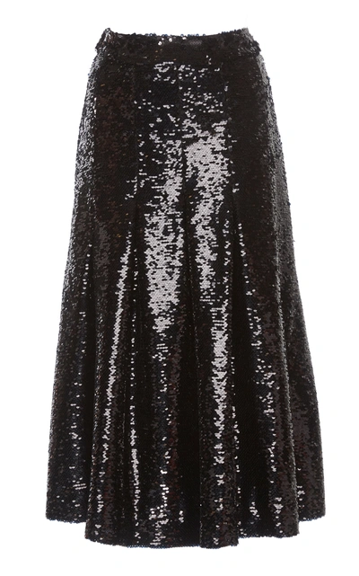 Shop Simone Rocha Sequined Pleated Skirt In Black
