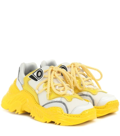 Shop N°21 Billy Leather And Mesh Sneakers In Yellow
