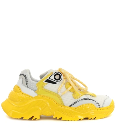 Shop N°21 Billy Leather And Mesh Sneakers In Yellow