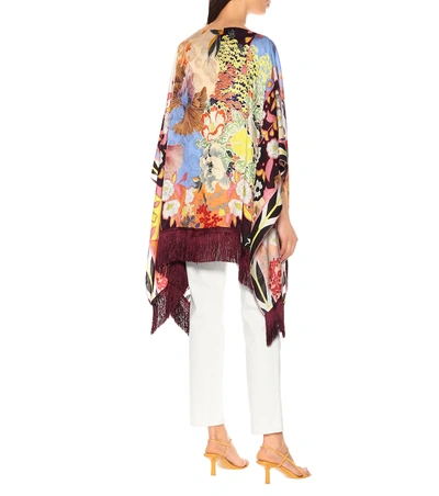 Shop Etro Printed Silk-blend Poncho In Multicoloured