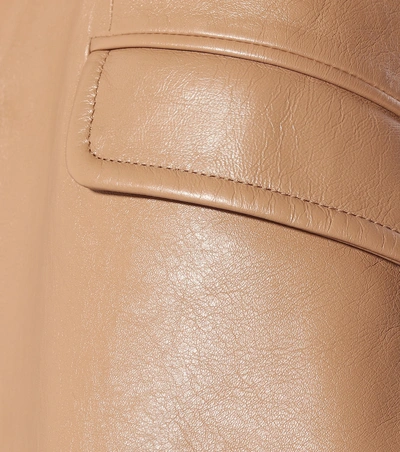 Shop Miu Miu Leather Blazer In Brown