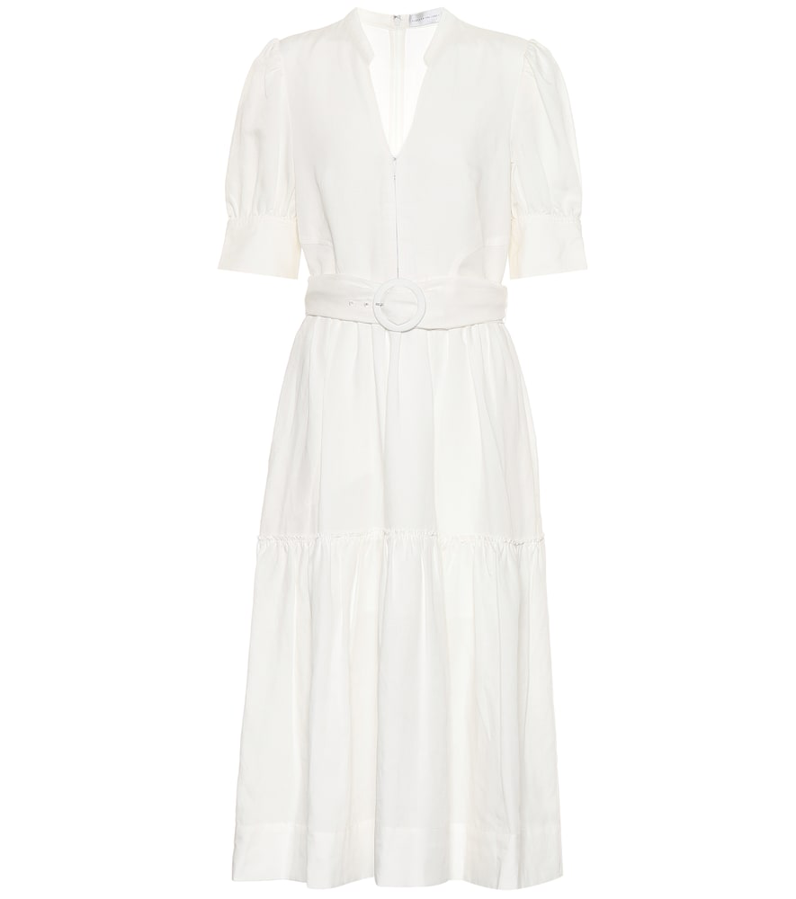 Rebecca Vallance Holliday Linen-Blend Midi Dress In White | ModeSens