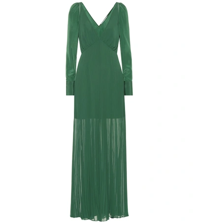 Shop Self-portrait Chiffon Maxi Dress In Green