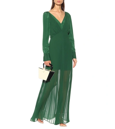 Shop Self-portrait Chiffon Maxi Dress In Green