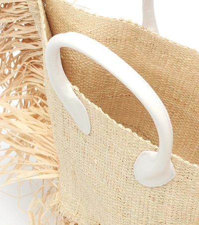 Shop Jacquemus Le Baci Raffia Tote In Beige