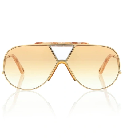 Shop Chloé Willis Aviator Sunglasses In Gold