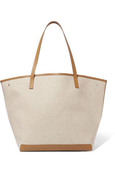 Shop The Row Park Xl Leather-trimmed Canvas Tote In Beige