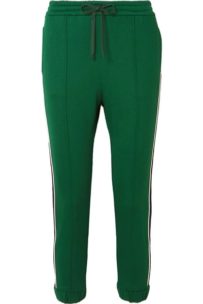 Shop Gucci Striped Tech-jersey Track Pants In Green