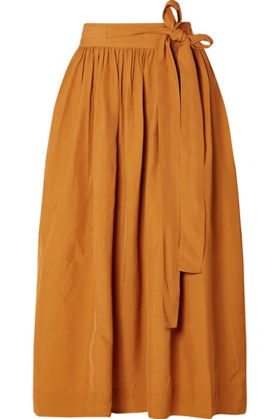 Shop Co Pleated Broadcloth Wrap Skirt In Saffron