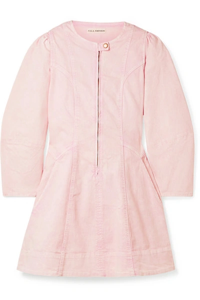 Shop Ulla Johnson Wilona Denim Mini Dress In Baby Pink