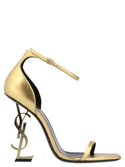 Shop Saint Laurent Opyum Heeled Sandals In Gold