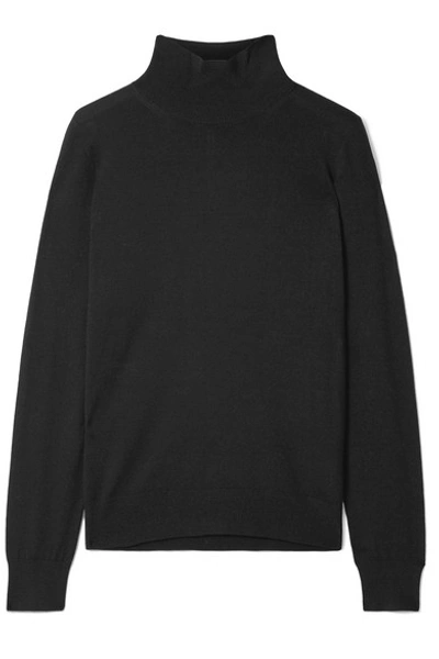 Shop Burberry Intarsia Merino Wool Turtleneck Sweater In Black