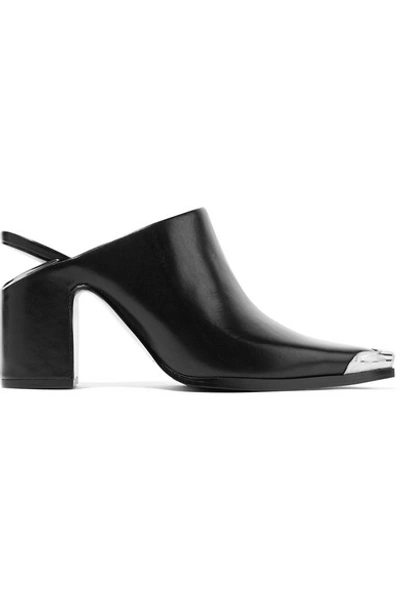 Shop Alexander Wang Metal-trimmed Leather Mules In Black