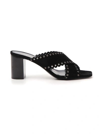 Shop Saint Laurent Scalloped Studded Sandals In Black