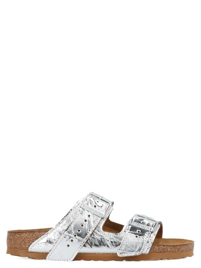 Shop Rick Owens X Birkenstock Arizona Laminated Sandals In Silver
