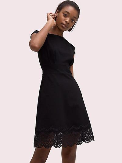 Kate Spade Fiorella Lace Trim Dress In Black | ModeSens