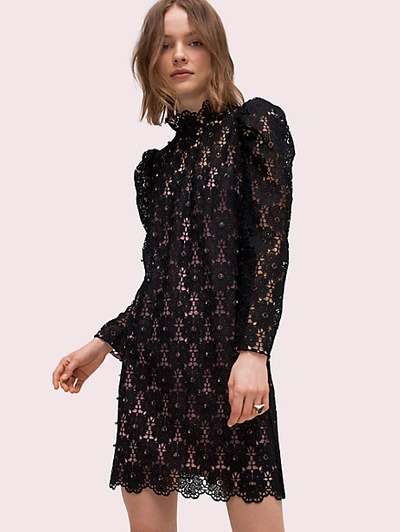 Shop Kate Spade Spade Lace Mini Dress In Black