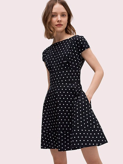 Shop Kate Spade Dot Cotton Fiorella Dress In Black/french Cream