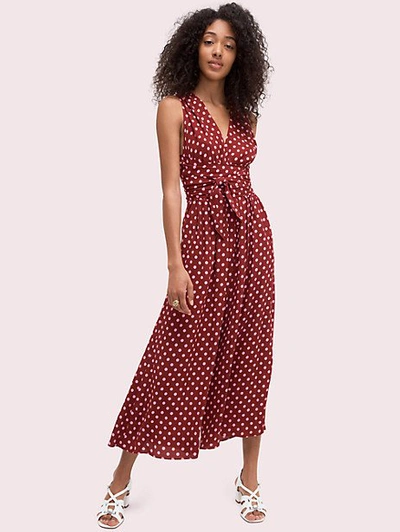 Shop Kate Spade Lia Dot Jumpsuit In Rhubarb Jam/peppy Pi