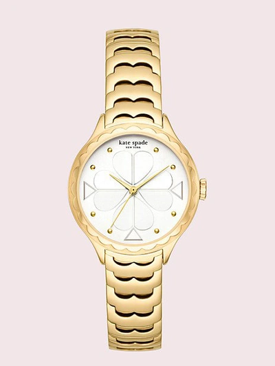 Shop Kate Spade Rosebank Gold-tone Stainless Steel Bracelet Watch In Old Gold