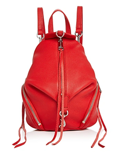Shop Rebecca Minkoff Julian Convertible Mini Leather Backpack In Tomato Red/silver