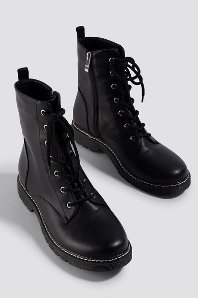 Shop Astrid Olsen X Na-kd Lace-up Boots - Black
