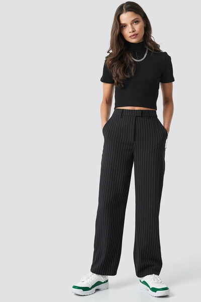 Shop Astrid Olsen X Na-kd Pinstripe Pants - Black