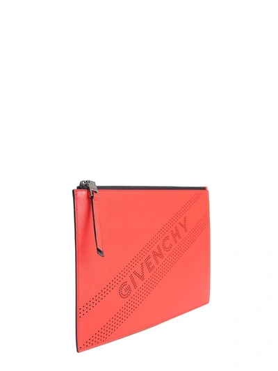 Shop Givenchy Medium Leather Pouch In Rosso