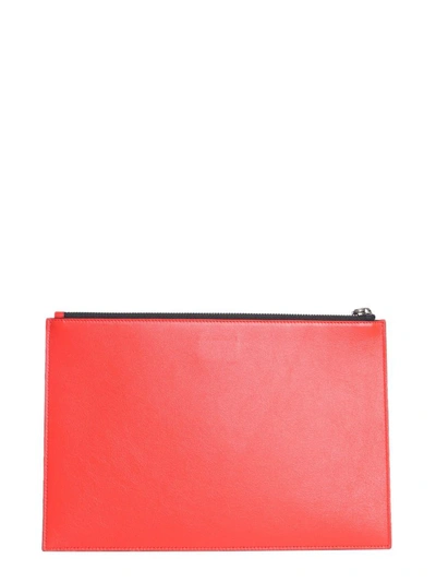 Shop Givenchy Medium Leather Pouch In Rosso