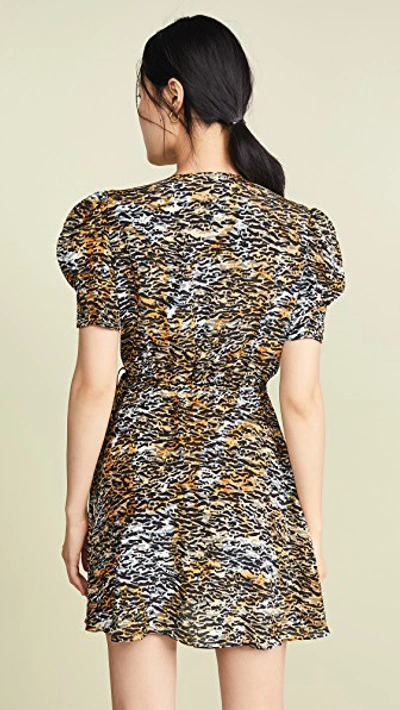 Shop Saloni Lea Wrap Mini Dress In Ink Tiger