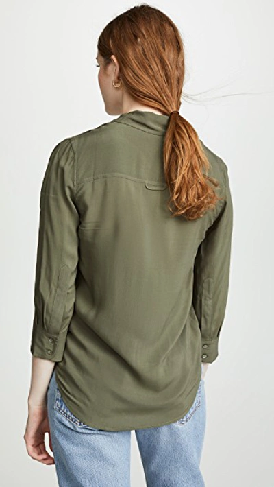 Shop L Agence Ryan 3/4 Sleeve Blouse In French Moss