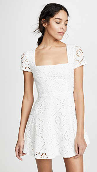 white eyelet mini dress