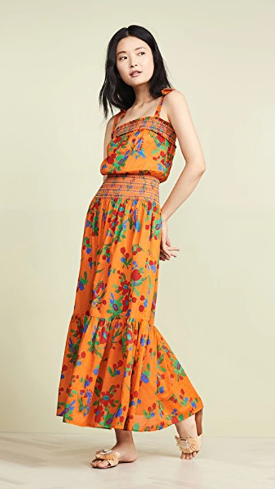 Tory Burch Smocked Cover-up Maxi Dress In Toucan Floral | ModeSens