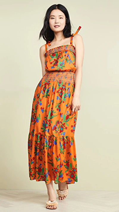 Shop Tory Burch Printed Smocked Dress In Toucan Floral
