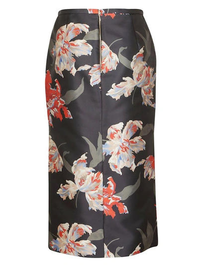 Shop Rochas Floral Print Skirt In Black