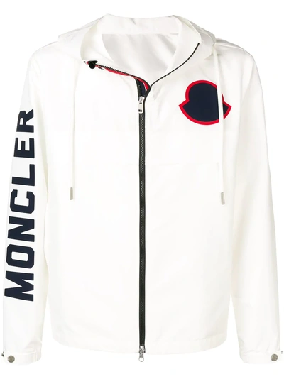 Shop Moncler Hooded Logo Jacket - White